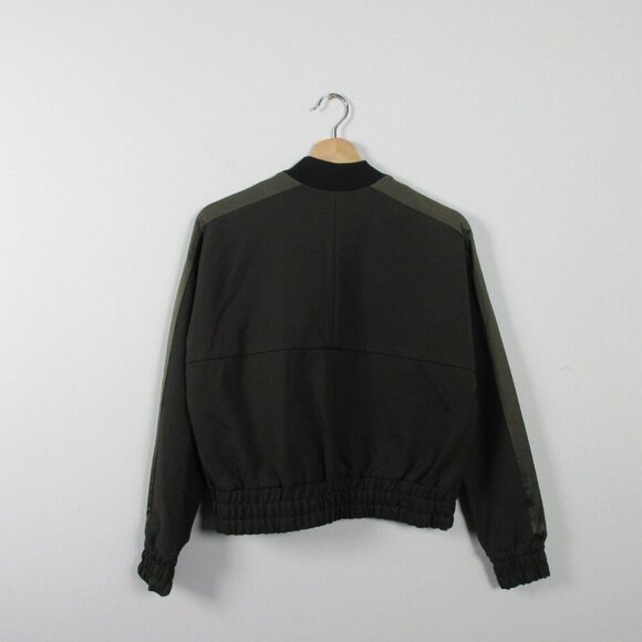 Club Monaco Cropped Bomber Jacket Women's XS Black Viscose Blend Zip Up 566 - Picture 3 of 11